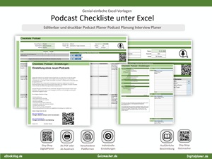 Podcast Checkliste unter Excel - Editierbar und druckbar Podcast Planer Podcast Planung Interview Planer